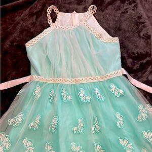 Mint Green Dress with Butterfly Embroidery